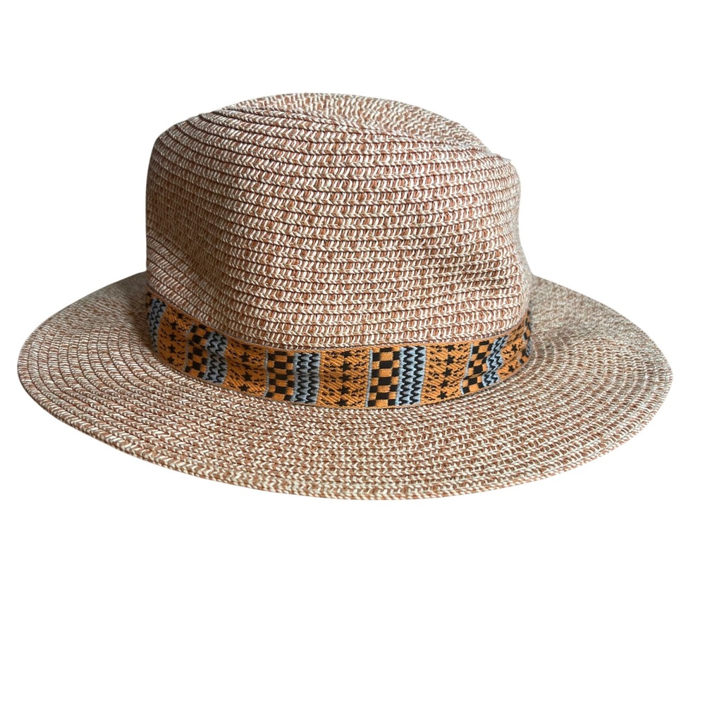 Anna & Ava Womens Sun Hatā Tan Straw Band Boho Summer Festival NEW
